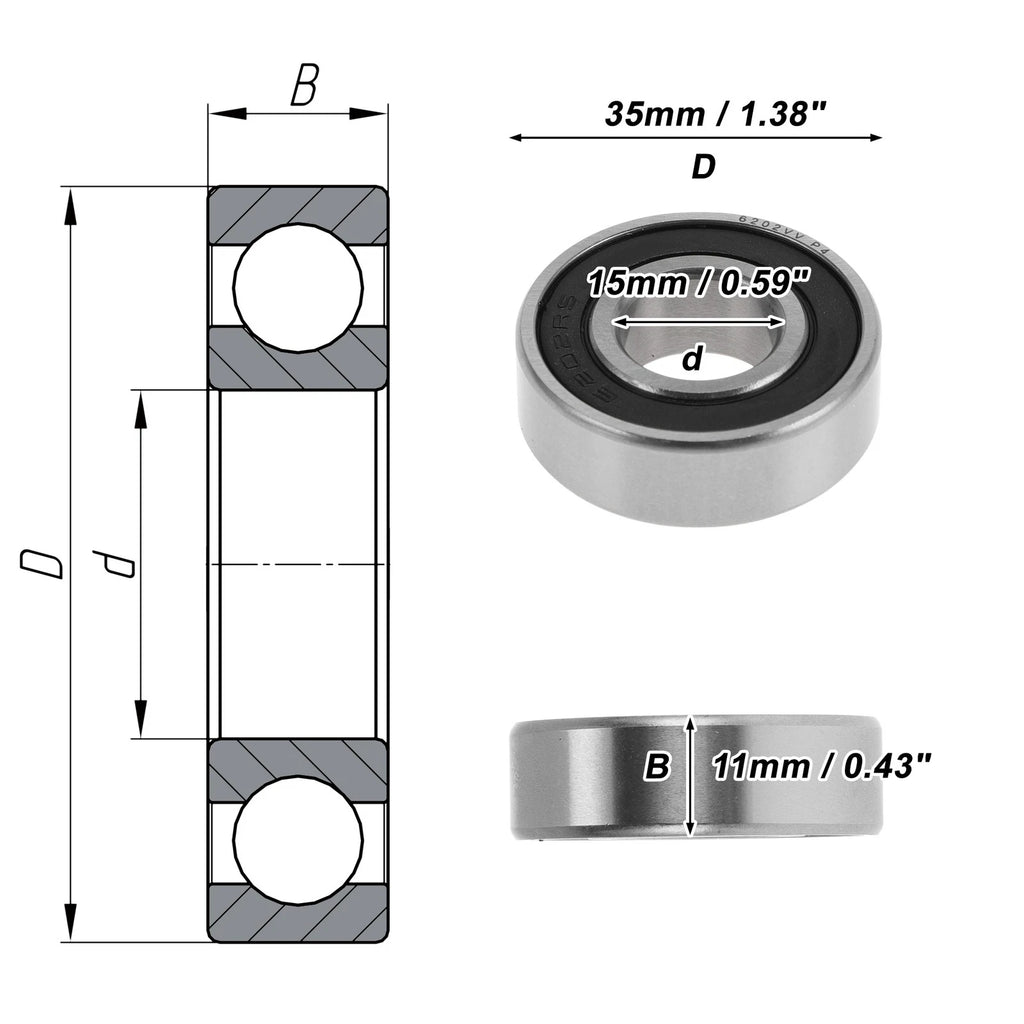 6202VV Deep Groove Ball Bearing for Various Models (15x35x11mm)