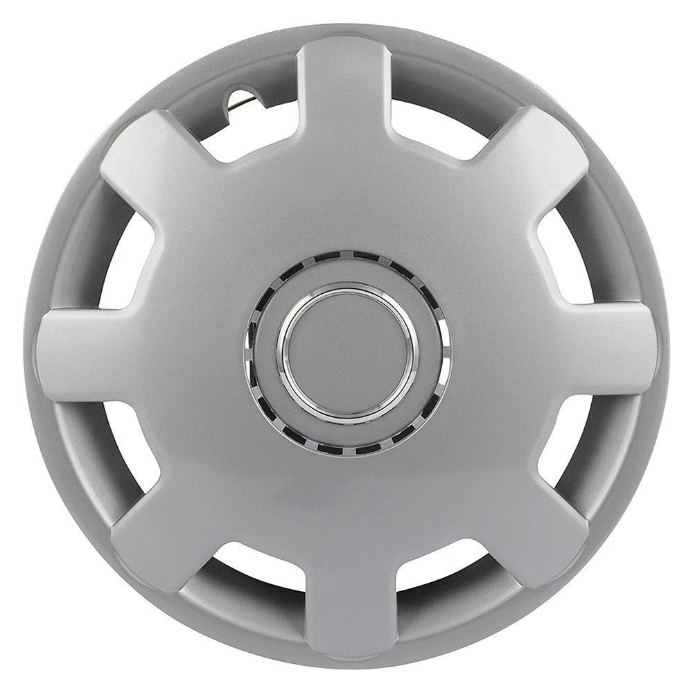 Set of 4 Silver Snap On Full Hub Caps for R14 Tire & Rim (Fits 14")