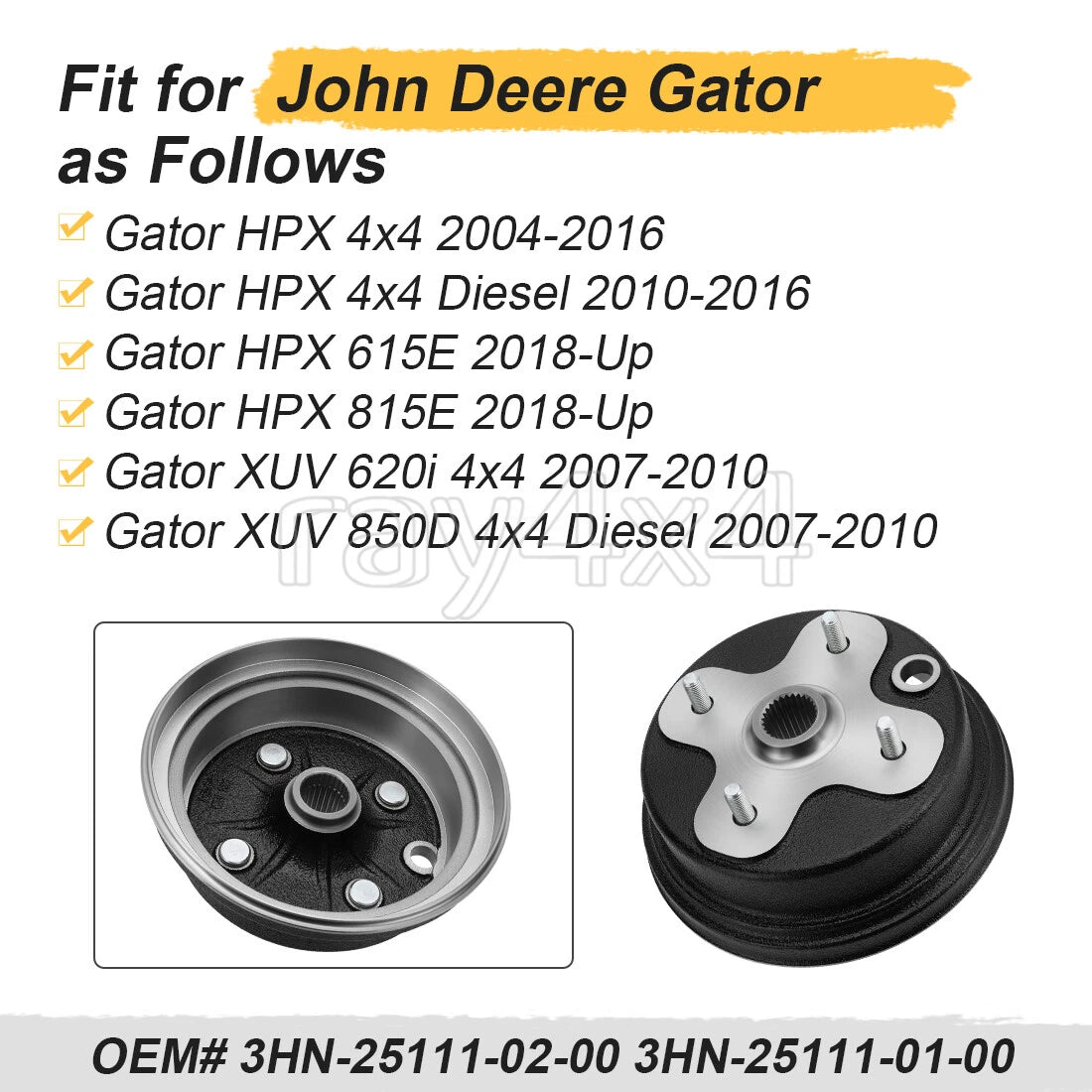 Rear Wheel Brake Hub for Yamaha Timberwolf 250 (1992–1998) 3HN-25111-02-00 3HN-25111-01-00