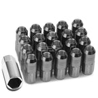 Set of 20 Closed End M12x1.25 50mm Tall Gun Metal Aluminum Lug Nuts + Adapter