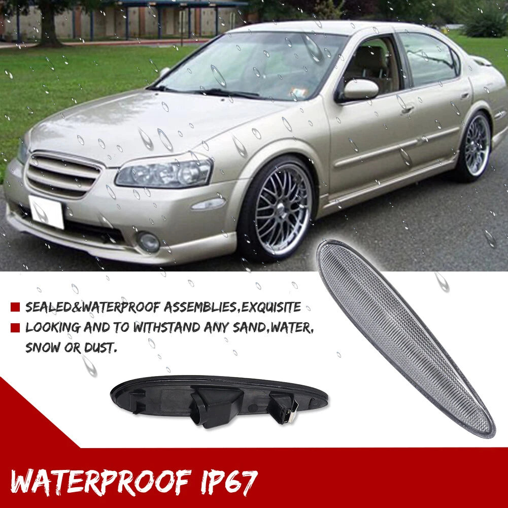 Set of 2 Clear Front Corner Side Marker Lights for Nissan Maxima