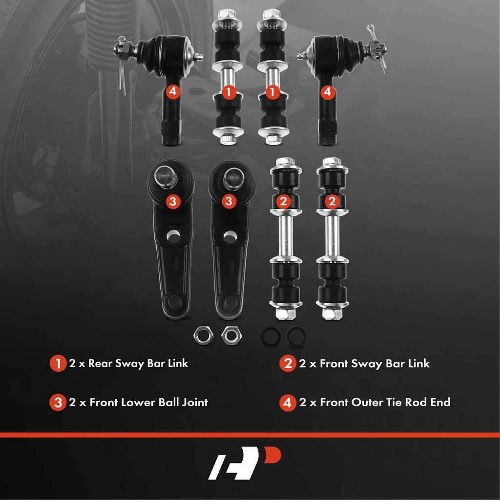 Set of 8 Sway Bar Link Tie Rod Ends for Ford Escort (1997–2003)