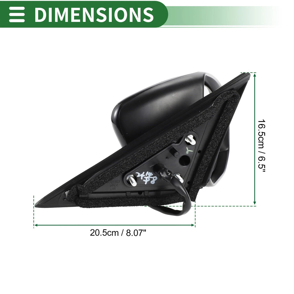 Right Side Door Mirror for Nissan Altima (2013–2018) Manual Folding Black