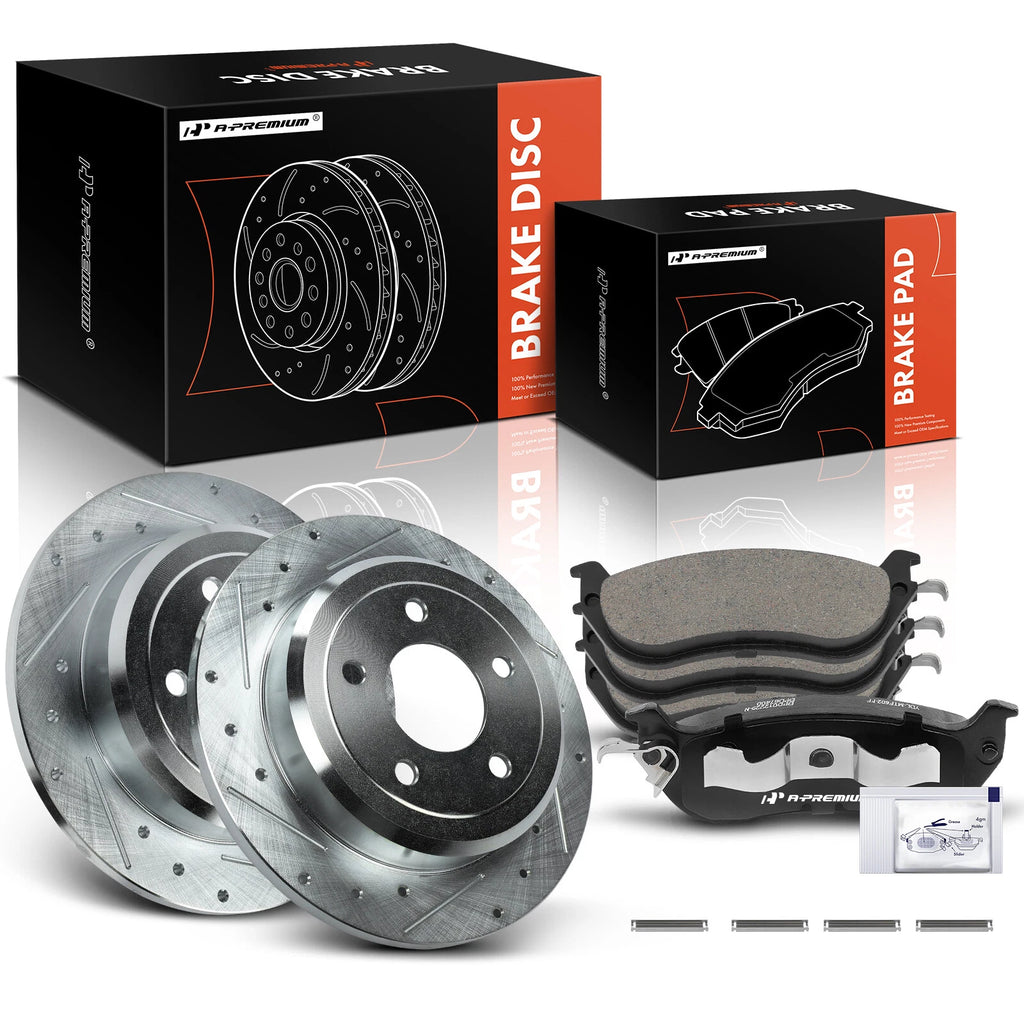 Rear Drilled Brake Rotor & Ceramic Pad Set for Ford Crown Victoria (1996–2002)