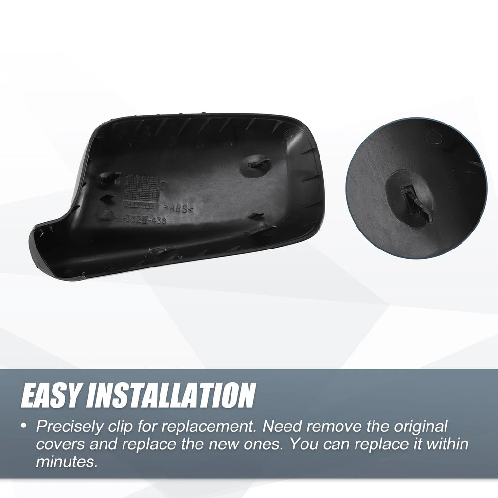 Pair Rearview Mirror Cover Cap Gloss Black for BMW 3 Series E46, 7 Series E65