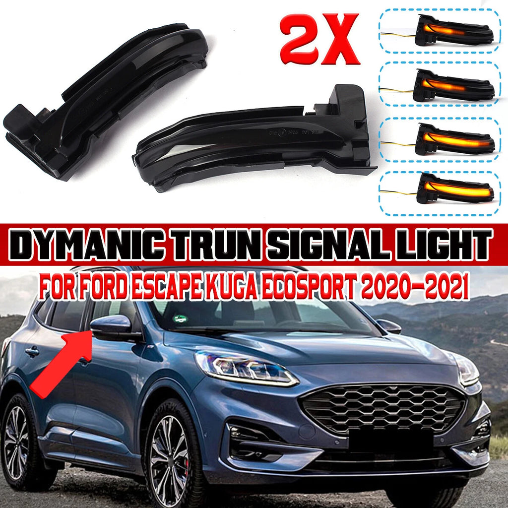 2X Smoked Sequential LED Side Mirror Turn Signal Light for Ford Escape (2021–2024)