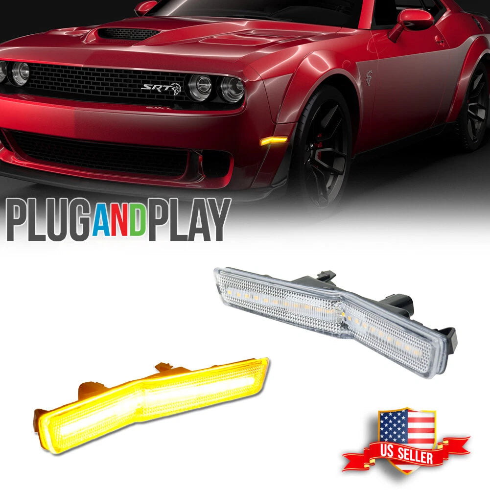 Clear LED Front Side Marker Lights for Dodge Challenger (2018–2022)