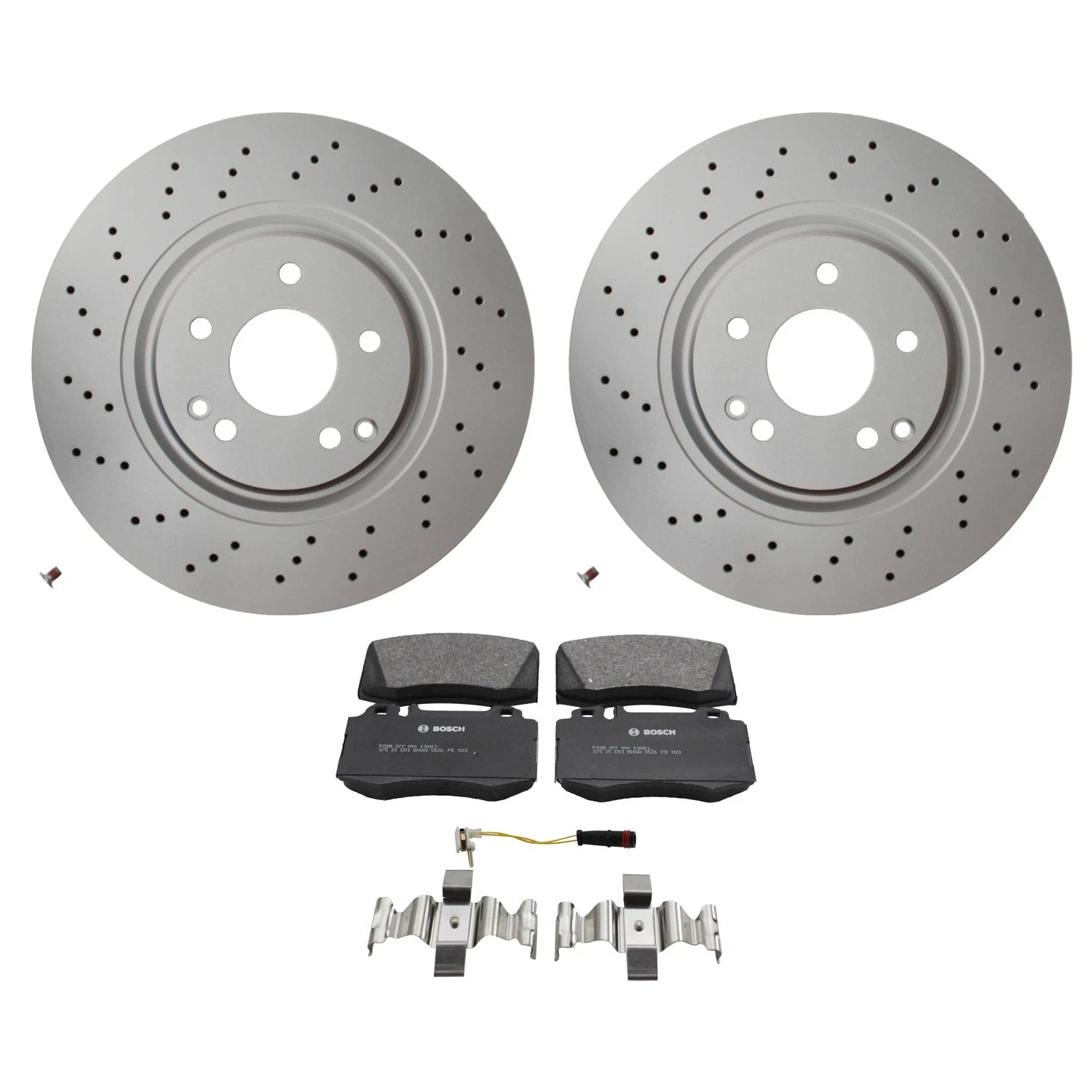 Hella Front Rotors & Bosch QuietCast Disc Brake Pads Kit for Mercedes SLK350 (2005–2011)