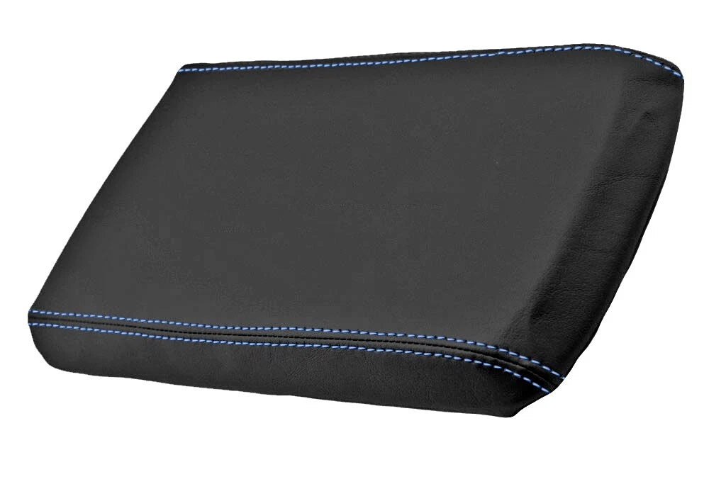 Leather Console Lid Armrest Cover for Ford Explorer (2002–2005) Blue Stitch