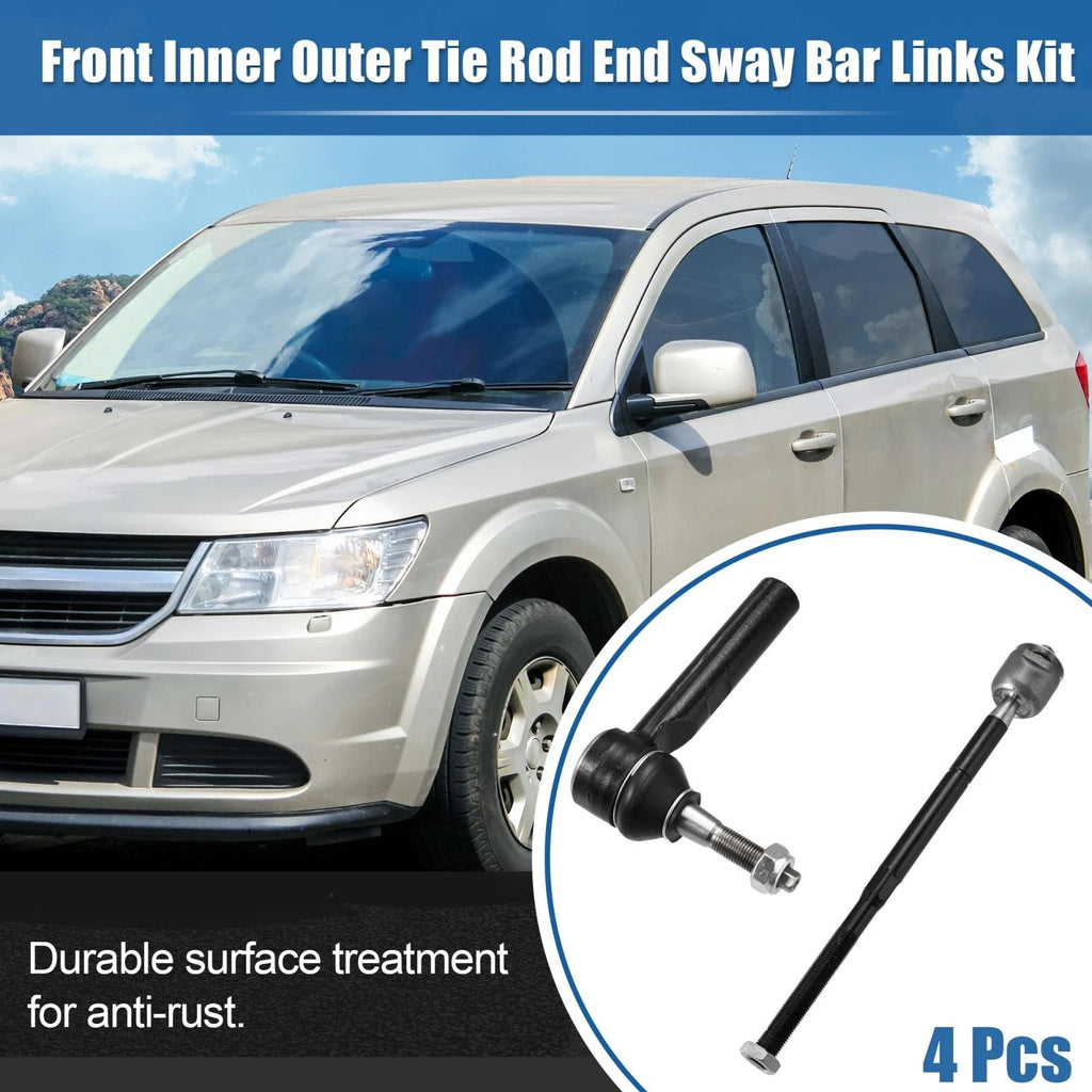 Set of 4 Front Inner Outer Tie Rod End Links EV800611 ES800408 for Dodge Journey (2009–2020)