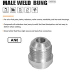 2X AN8 Male Aluminium Weld on JIC Bungs for Universal (02–Present)