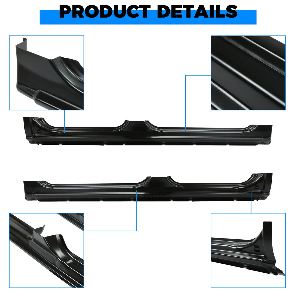 Rocker Panels for Chevy Silverado GMC Sierra Crew Cab (1999–2007) Pair Black