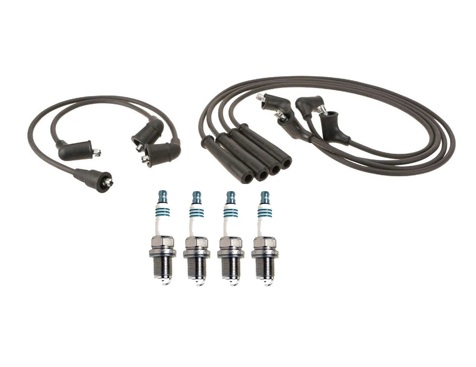 Denso 7mm Wire Set & 4 Iridium Power Spark Plugs for Mazda B2600 (1986–1993)