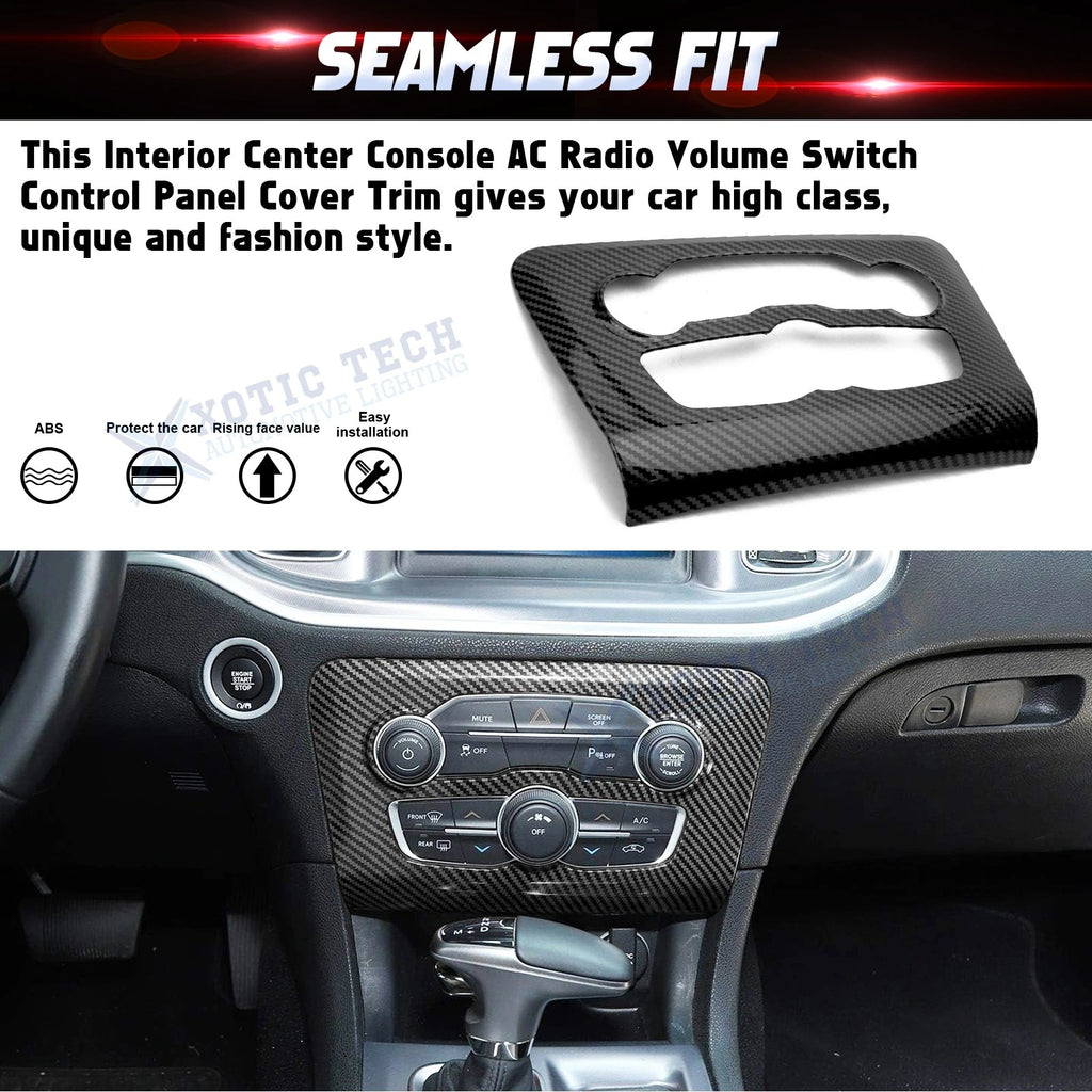Carbon Fiber Look Central AC Switch Gear Shift Panel Cover for Charger (2015-2023)