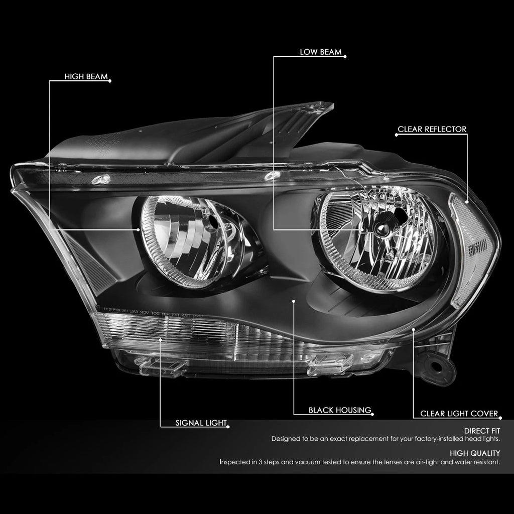 Set of 2 Black/Clear Signal Headlights for Dodge Durango (2011–2013)