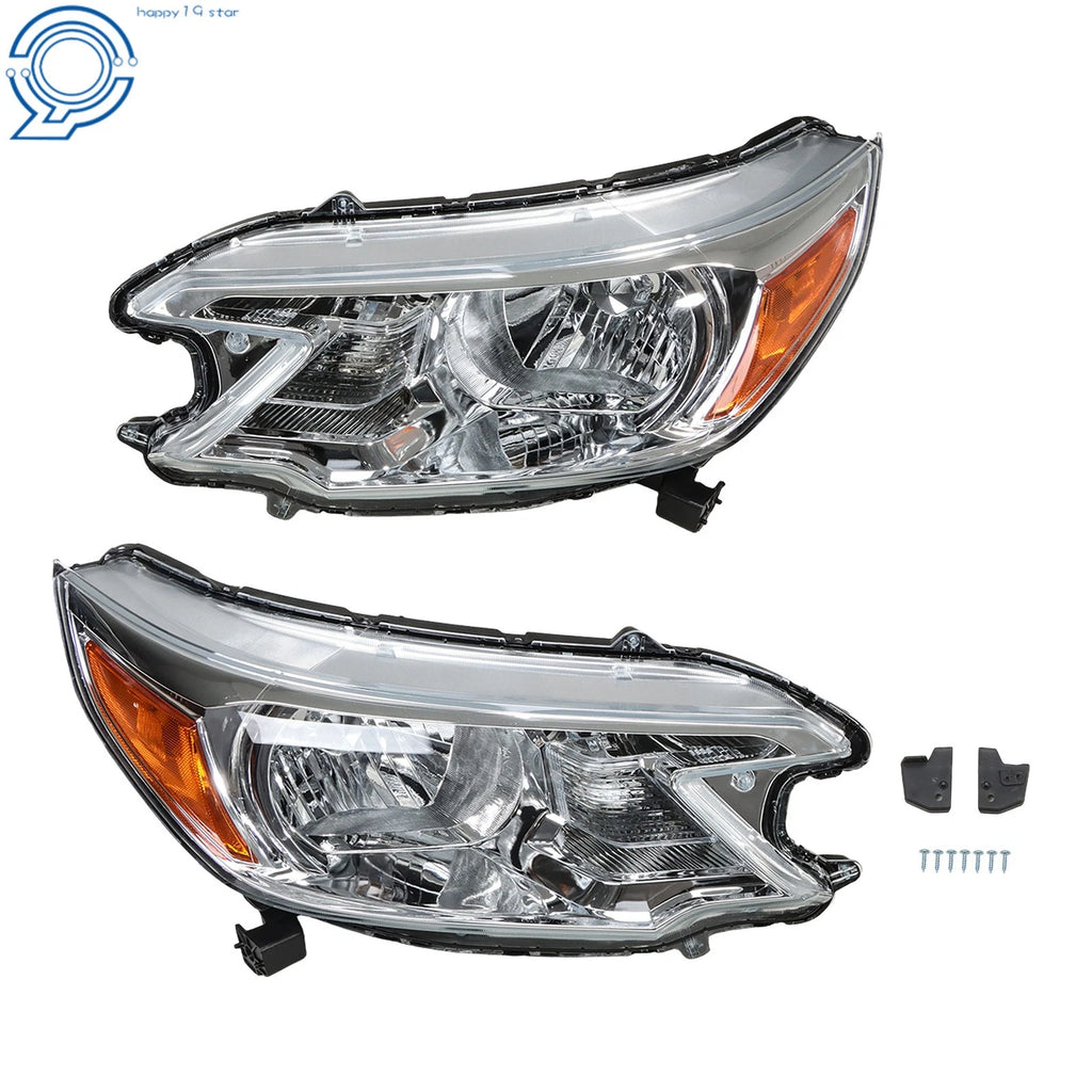 Halogen Headlight Pair for Honda CR-V (2012–2014) Chrome Housing
