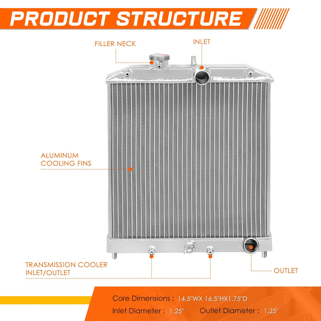 2-Row Aluminum Racing Radiator for Honda Civic (1992–2000) & Integra (1994–2001)