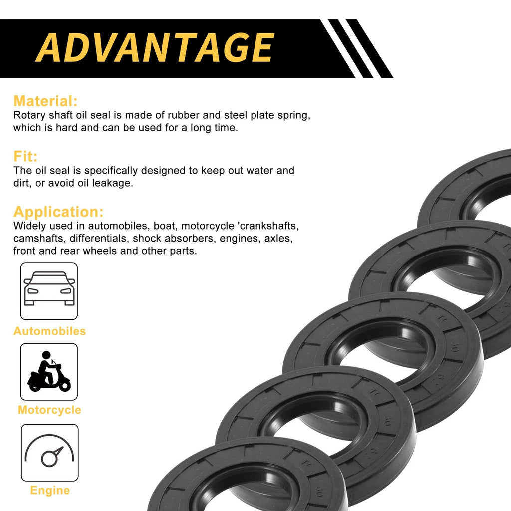 Set of 5 Oil Seal Rotary Shaft Seal NBR Rubber 30x62x8mm
