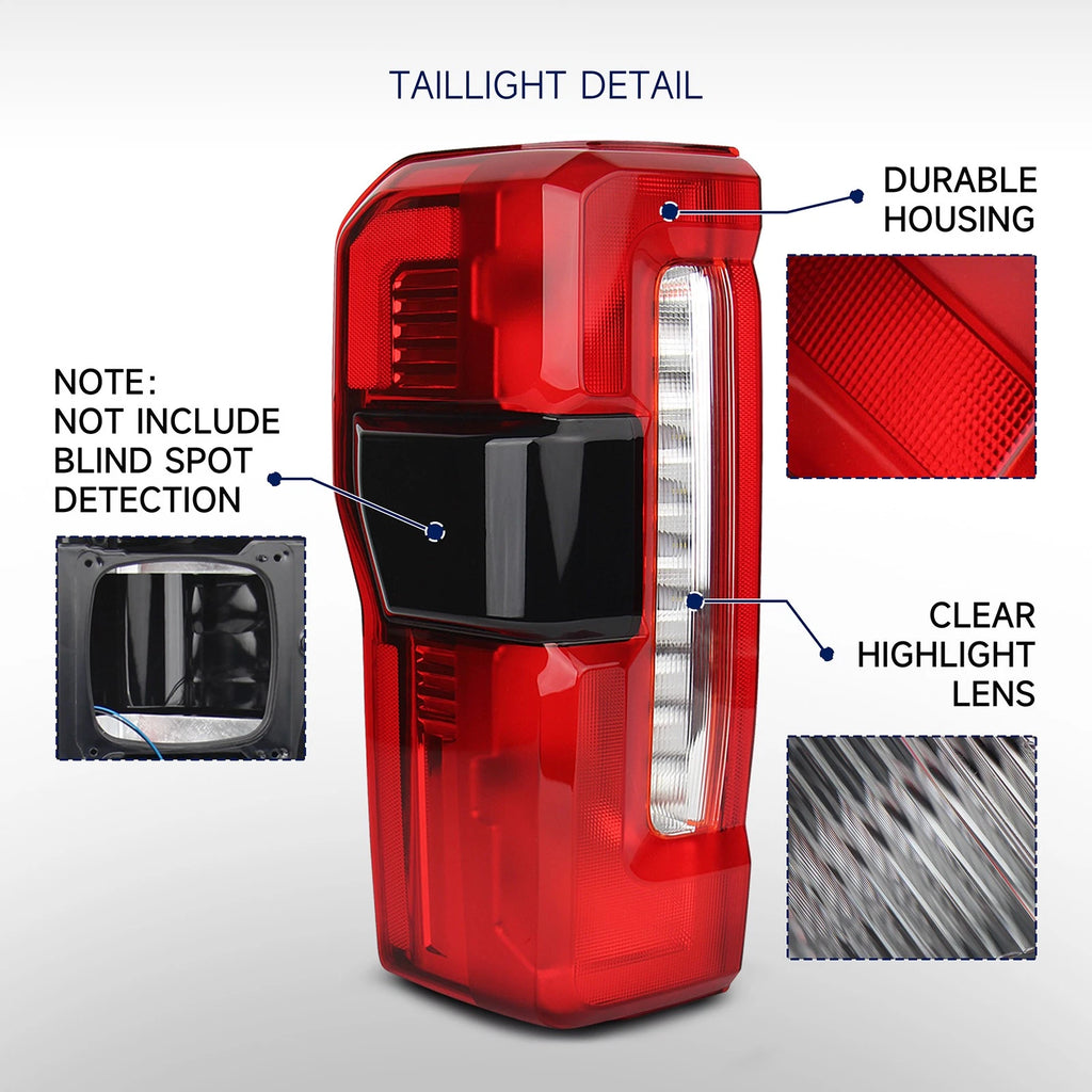 Driver Side Halogen Tail Light for Ford F-250 Super Duty (2023–2025) w/ Blind Spot