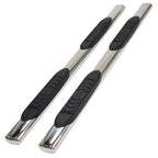 Polished 5in Oval Straight w/2 Pads Step Nerf Bar for 2007-19 Toyota Tundra Crew