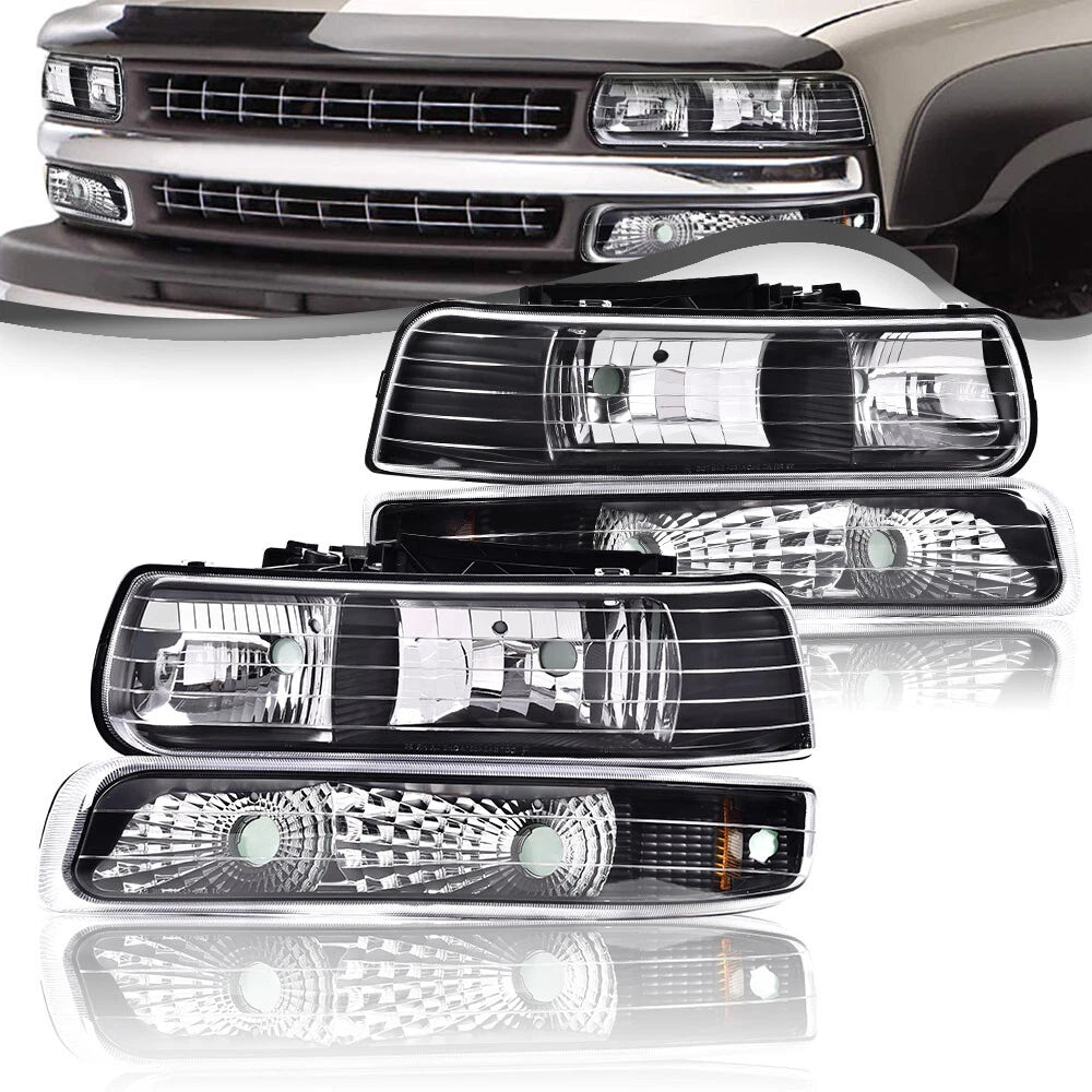 Black Chrome Headlight Lamp for Chevy Silverado/Suburban (1999–2006)