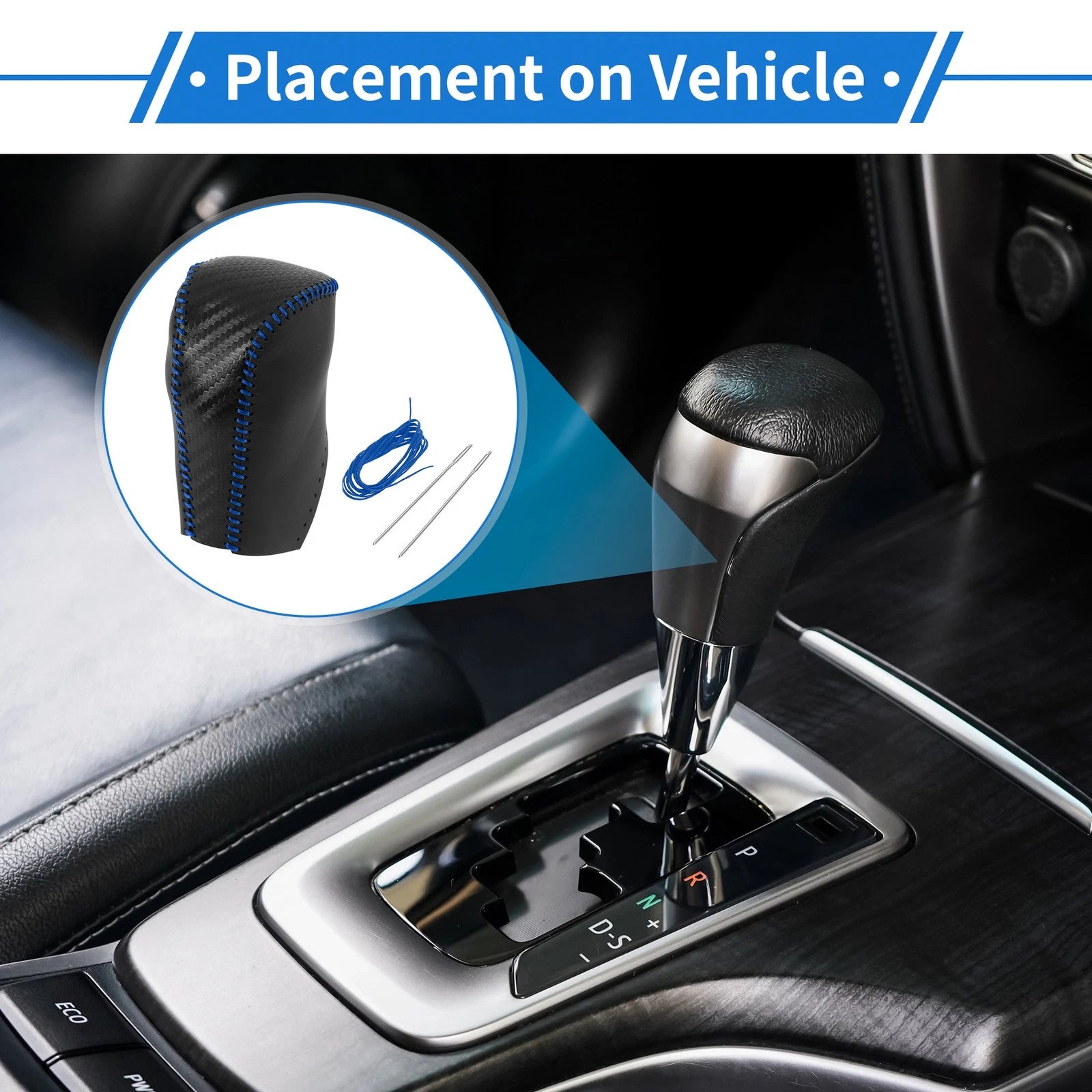 Gear Shift Knob Cover for Toyota RAV4 (2013–2016) Carbon Fiber Black Blue