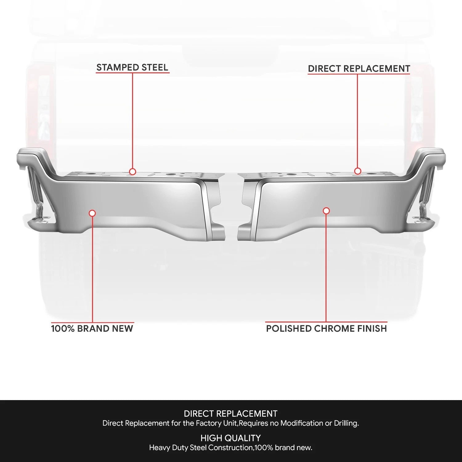 Chrome Rear Bumper End Cap for Ford F-250 F-350 SD (2023–2025)