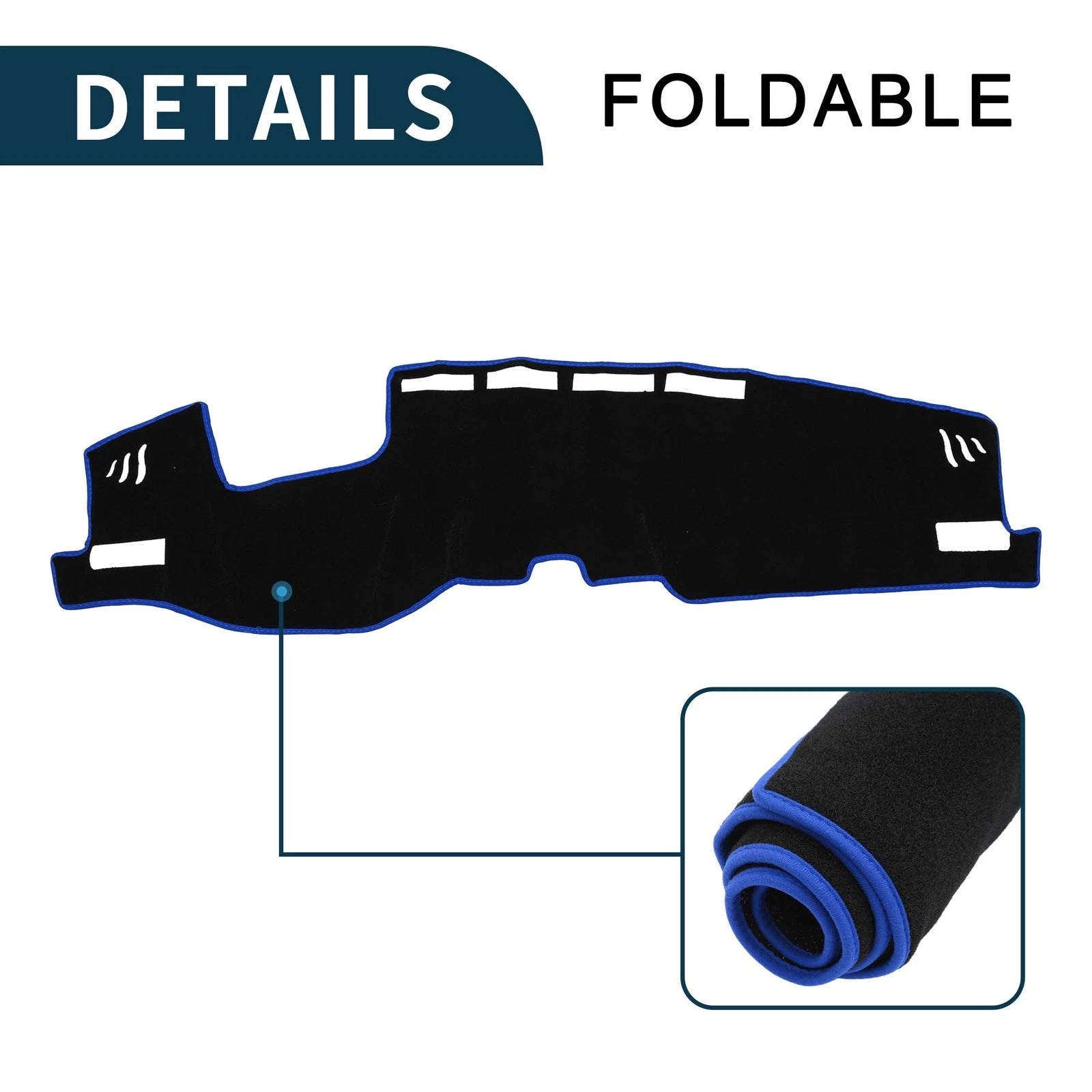 Dashboard Dash Cover Mat for Toyota Harrier 80 (1 Set, Black Blue)