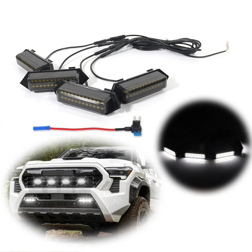 Set of 4 Raptor Style White LED Grill Lights for Toyota Tacoma (24-up)