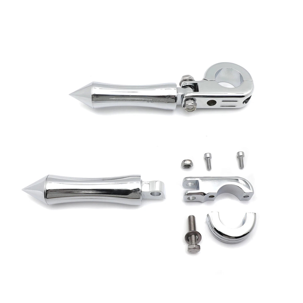 Chrome S Shape Footpeg Mount Kit 32mm for Yamaha V-Star XVS650 XVS950 (2000–2023)