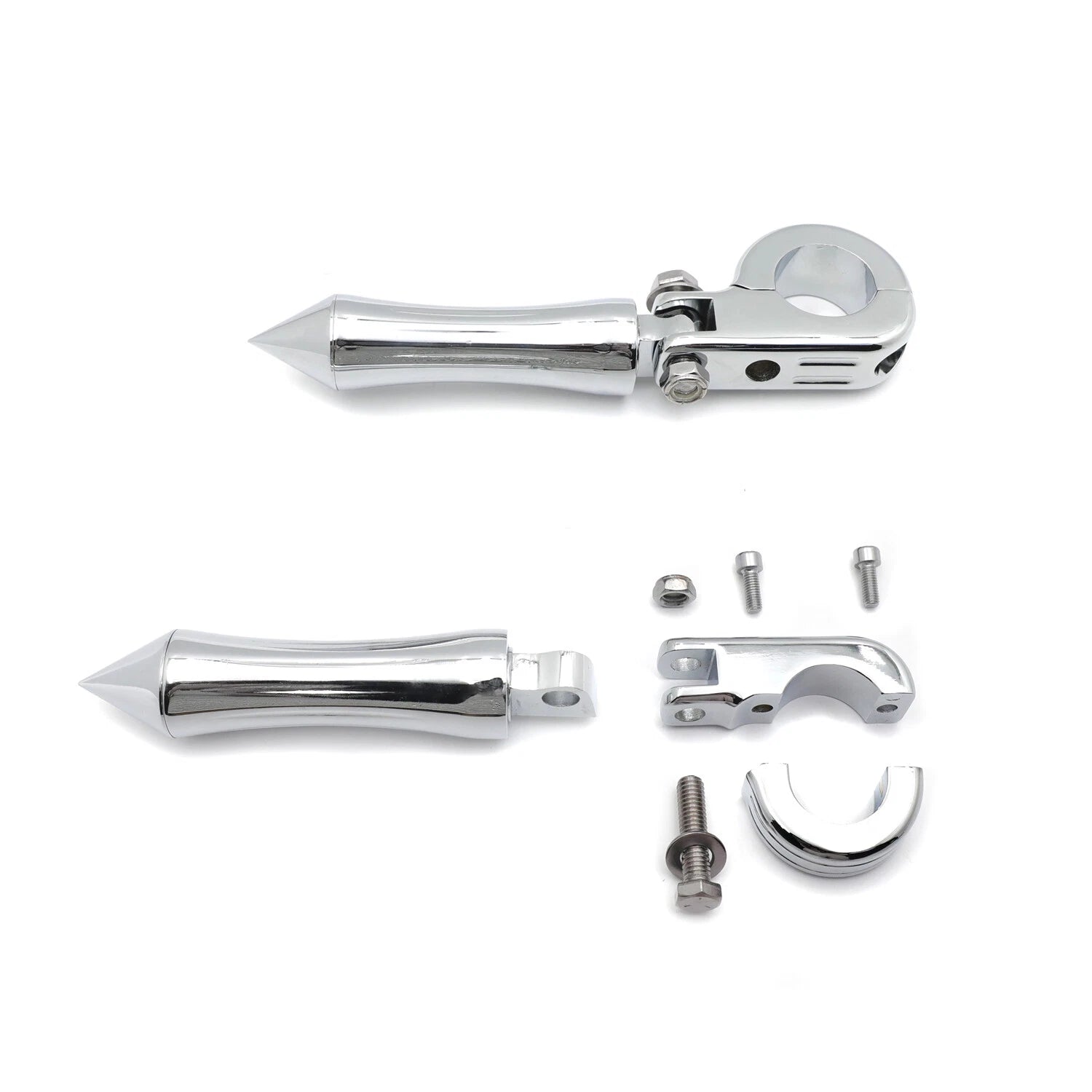 Chrome S Shape Footpeg Mount Kit 32mm for Yamaha V-Star XVS650 XVS950 (2000–2023)
