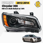 HID Xenon Headlight Passenger Side for Chrysler 300 (2012–2014) AFS Black