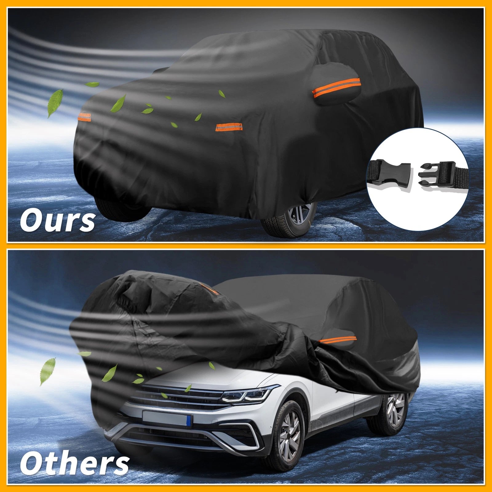 Waterproof Car Cover for Volkswagen Tiguan (2017–2023) 190T-PU with Zipper