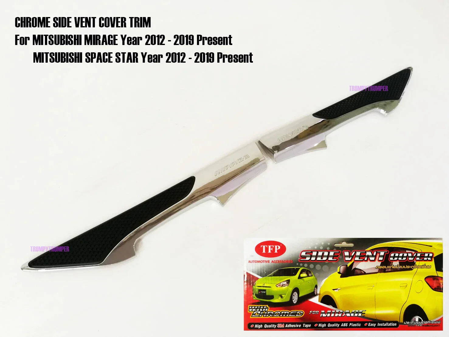 Chrome Side Vent Door Cover Trim for Mitsubishi Mirage Space Star (2012-2019)