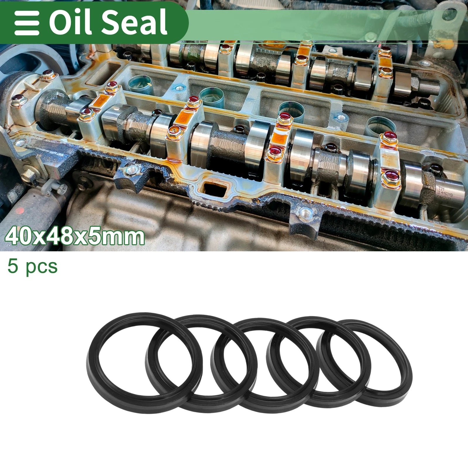 Set of 5 Oil Seal Rotary Shaft Seal NBR Rubber 40x48x5mm