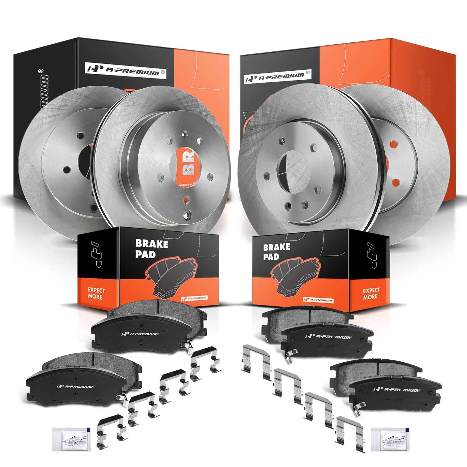 Front & Rear Disc Brake Rotors and Ceramic Pads for Chevrolet Saturn Pontiac (2004–2009)