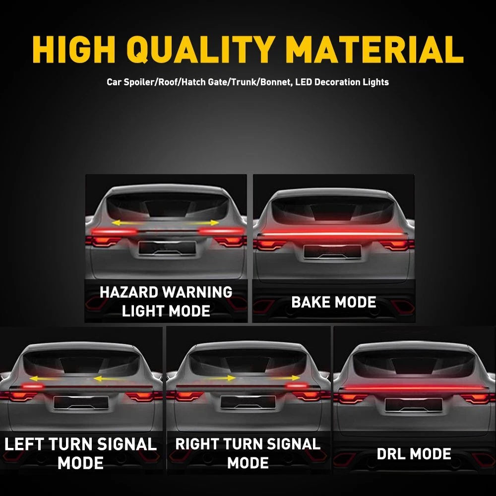 Carbon Fiber LED Tail Light Brake Strip for Universal Fit