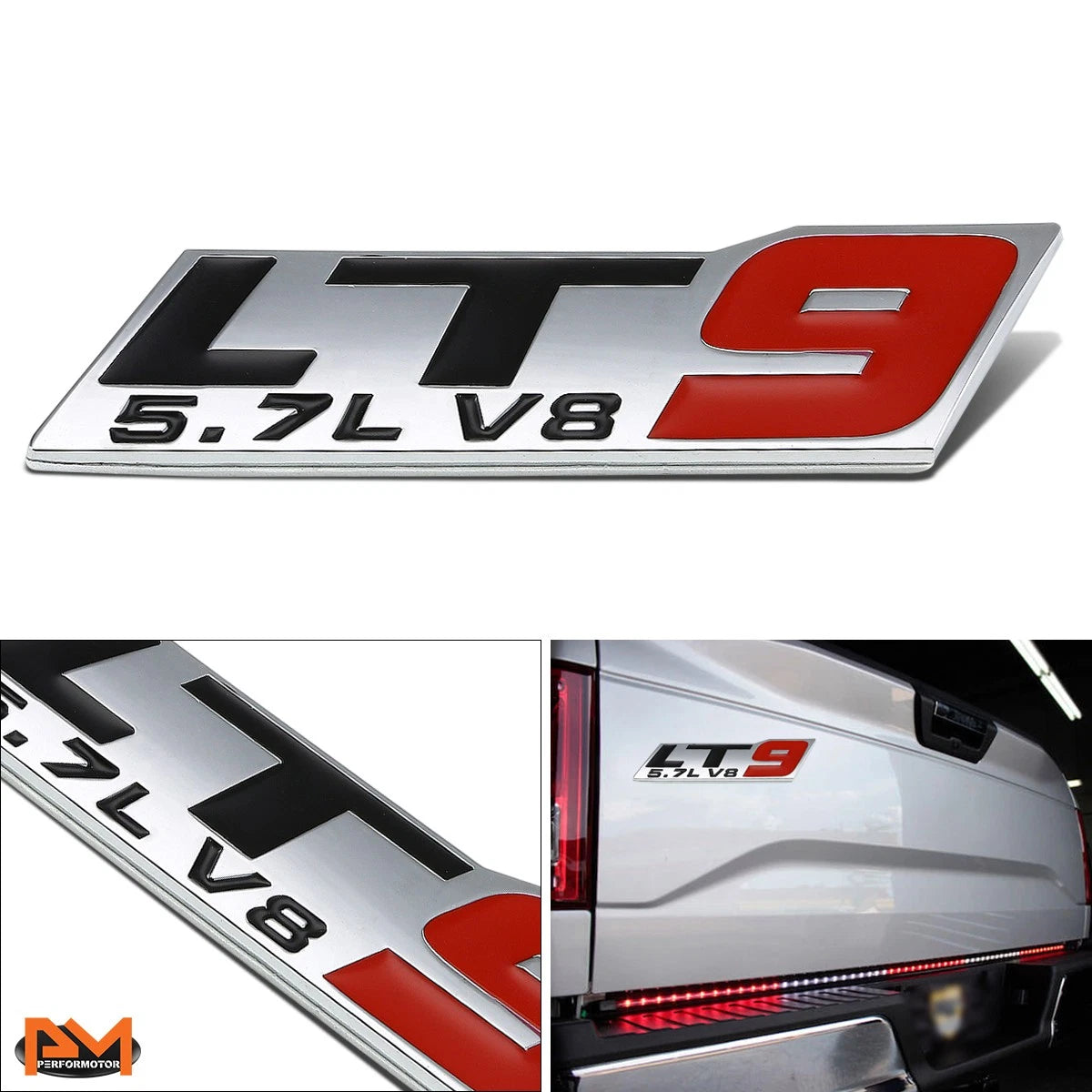 3D Polished Metal Decal Emblem for Chevrolet Pickup (5.7L LT9)