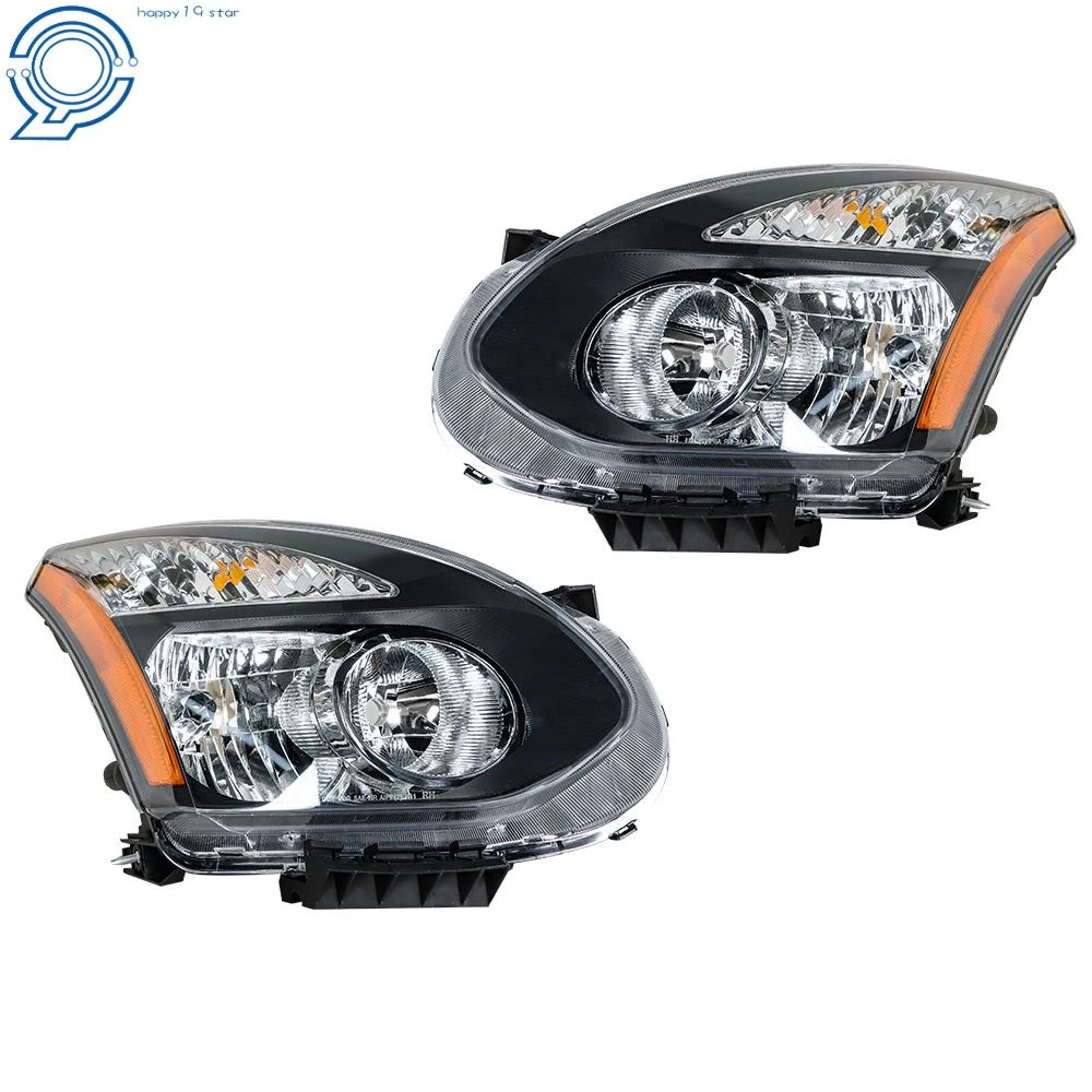 Set of 2 Black Headlights for Nissan Rogue (2008–2015)