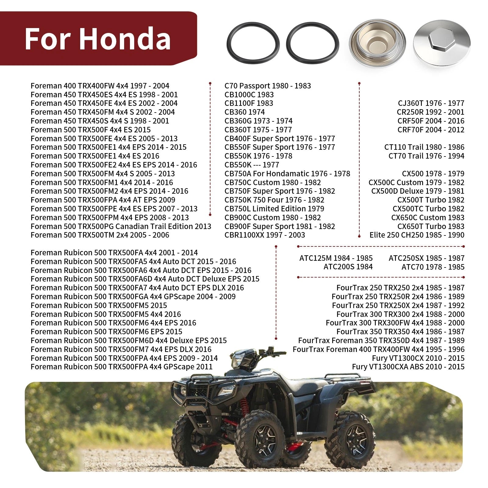 Engine Valve Tappet Adjustment Cover Cap & O-Ring for Honda (1990-2000)