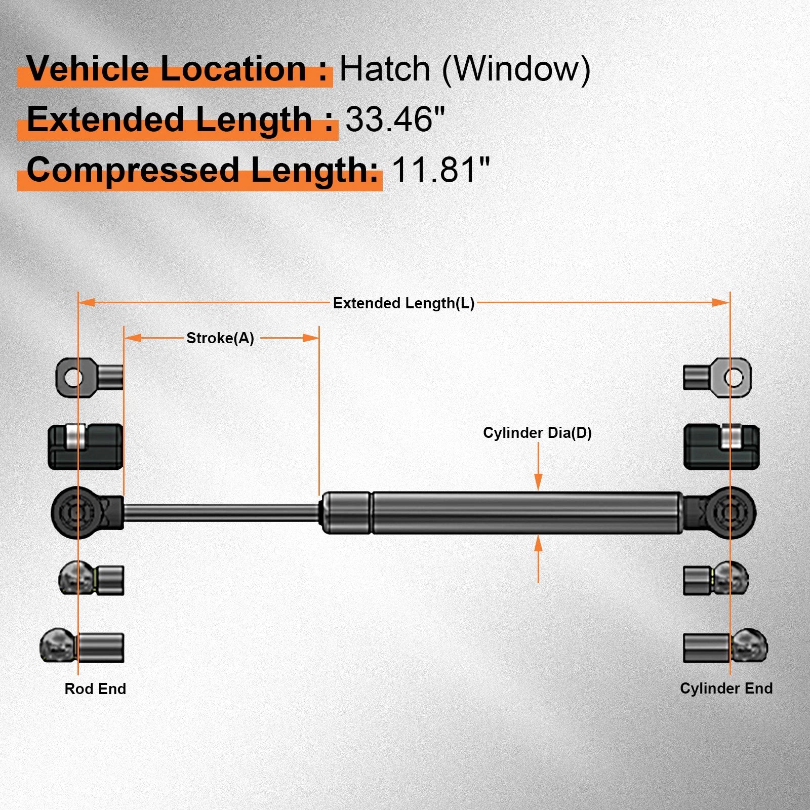 2X Hatchback Window Lift Support Struts for Chevrolet Corvette (1984-1996)