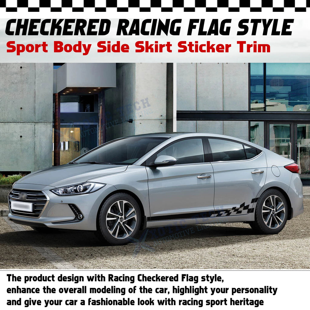 Checkered Car Side Door Edge Guard Protector Vinyl Stripe Decal (78.7")
