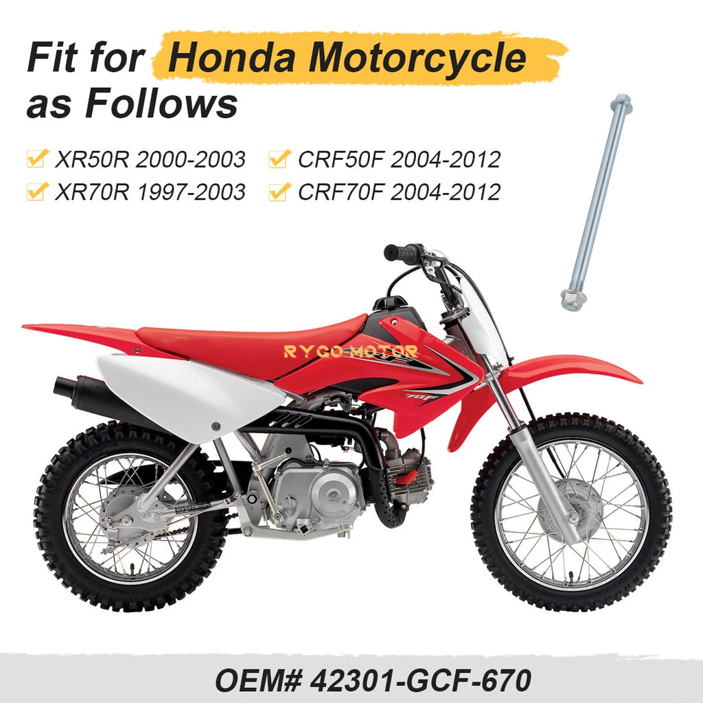 Rear Axle Bolt & Nut for Honda CRF50F CRF70F (2004–2012), XR50R (2000–2003), XR70R (1997–2003)