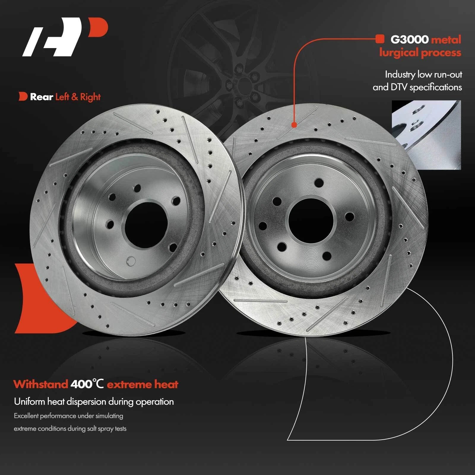 Rear Drilled Brake Rotors for Nissan 350Z, Infiniti G35 (2003–2008)