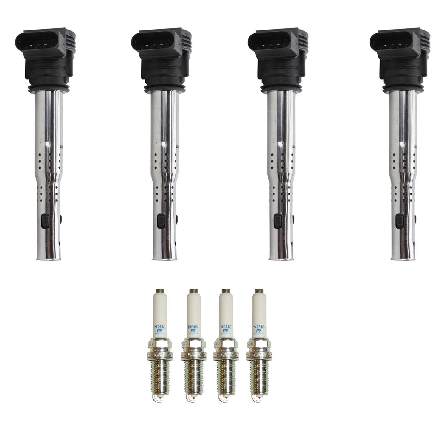 Set of 4 Ignition Coils & NGK Platinum Spark Plugs for Audi Allroad (2001–2005)