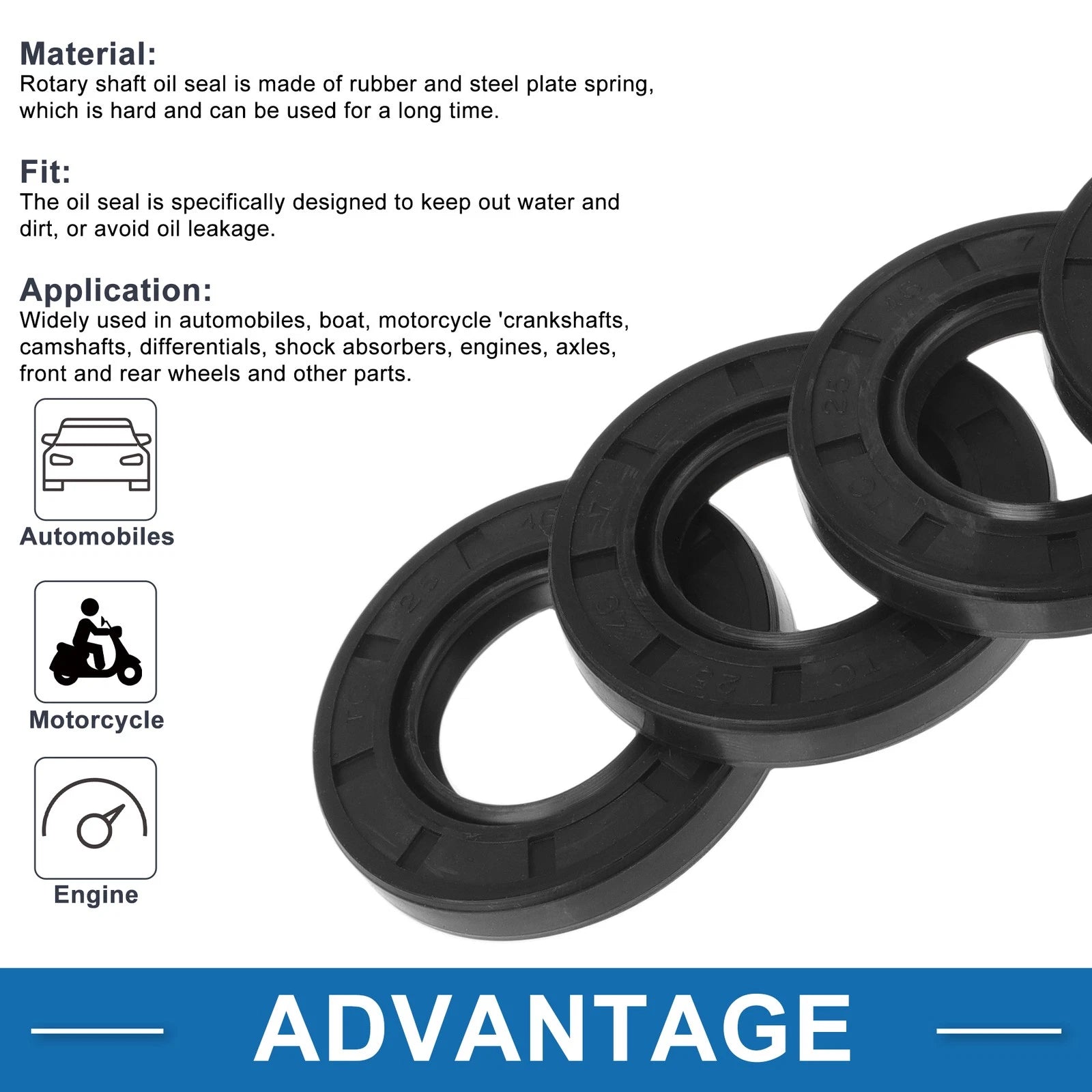 Set of 5 Oil Seal Rotary Shaft Seal for Various Models (25x46x7mm)