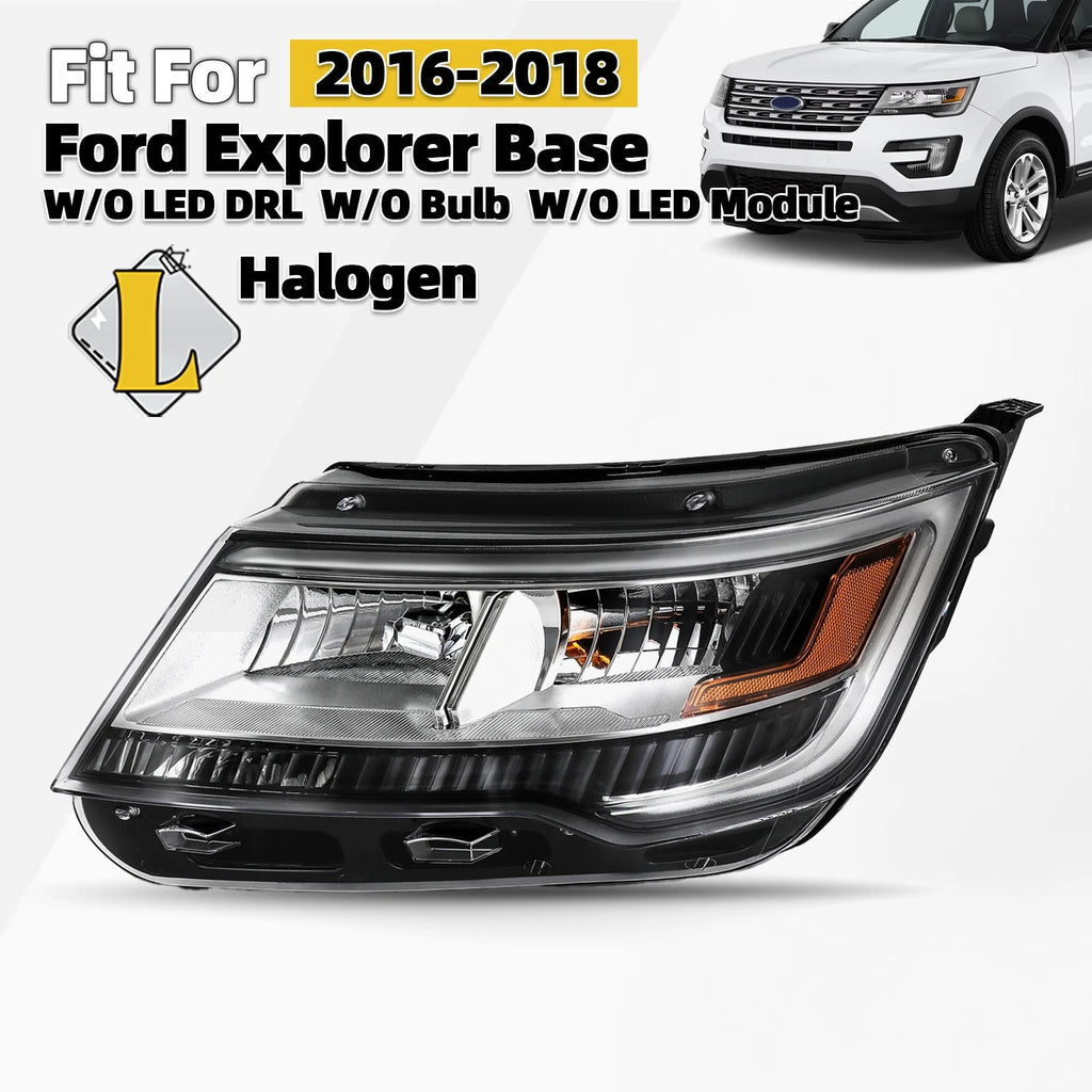 Halogen Headlight for Ford Explorer (2016–2018) Driver Left Side