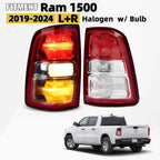 Set of 2 Halogen Tail Light Assembly for Ram 1500 (2019–2024) Chrome Bezel