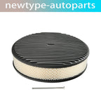 14" Oval Finned Aluminum Air Cleaner Set for Chevy Ford Mopar
