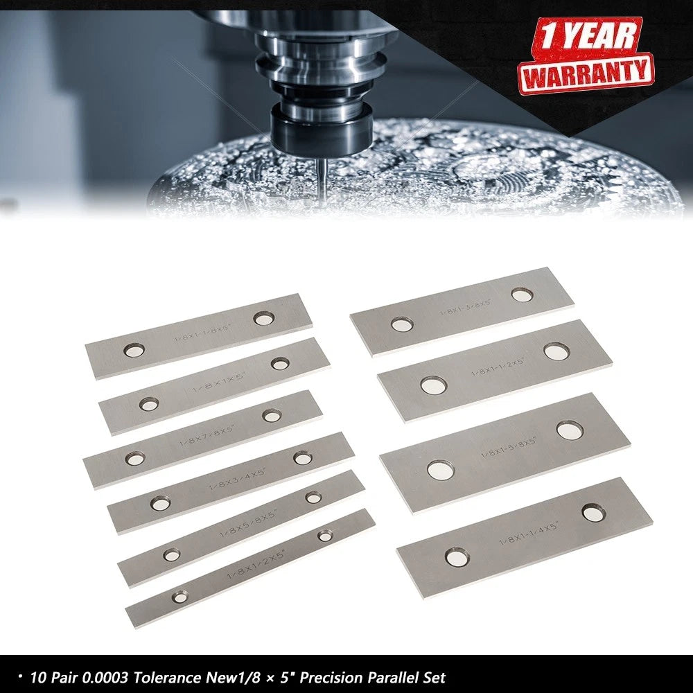 Set of 10 Precision Parallel Blocks 1/8 Ã 5" for Automotive Use